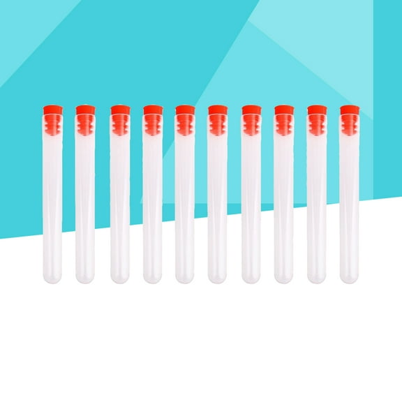 HOMEMAXS 10 Pcs Liquids Vials Plastic Test Tube Red Stopper Tubes Portable