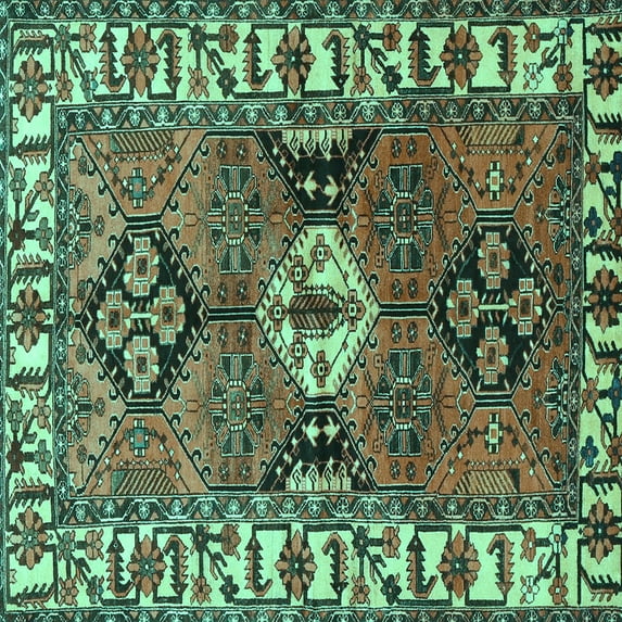Ahgly Company Indoor Square Persian Turquoise Blue Traditional Area Rugs, 3' Square