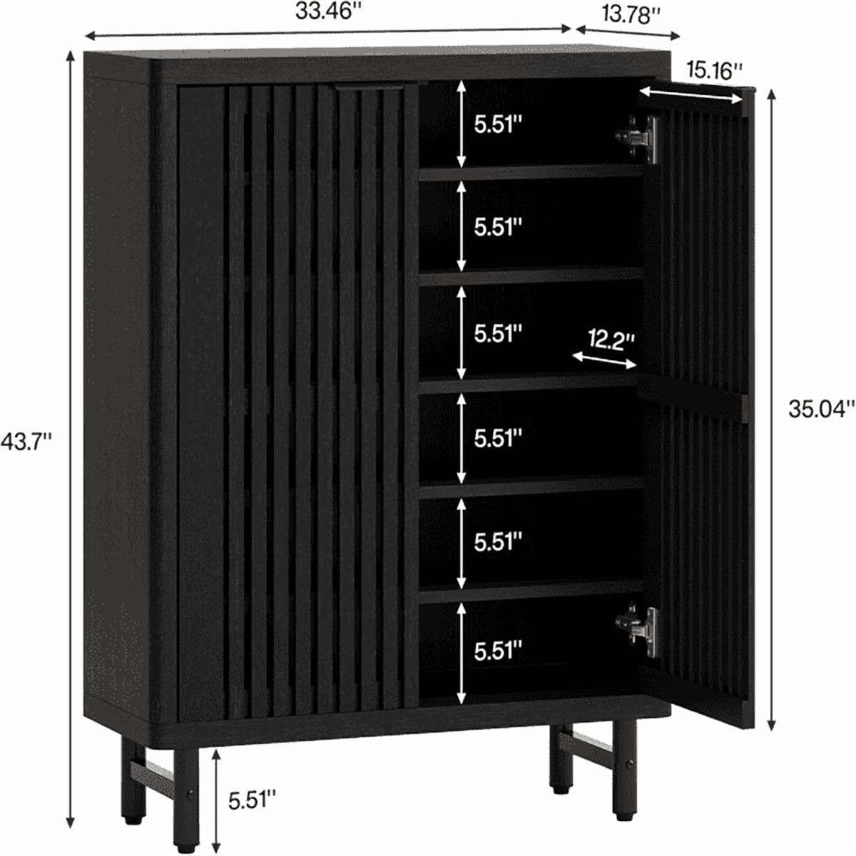 Shoe Cabinet with Louver Doors - 6-Tier Adjustable Shelves, Spacious Storage, Metal Legs, Anti-Tip Device, for Entryway/Porch
