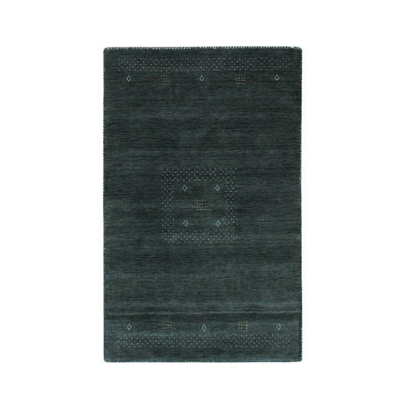 EORC Gray Hand Knotted Wool Modern Modern Loom Rug, 3' x 5'