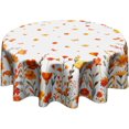 thumbnail image 1 of Fallen Leaf and Flowers Tablecloth Thanksgiving Round Tablecloth 60 Inch Orange Flower Table Cloth for Farmhouse Kitchen Decor Polyester Fabric Autumn Table Cover for Party Outdoor Camping, 1 of 6