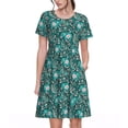 thumbnail image 1 of Disketp Lephants in the Jungle para Vestido de Manga Corta para Mujeres, Vestidos de Verano para Mujeres, Casual y Holgado para la Playa, 1 of 6