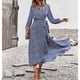 thumbnail image 3 of Vestido de manga larga envolvente para mujer,Vestido con cintura envuelta floral Vestido de tirantes de manga larga para mujer Vestido casual de manga larga de una pieza Durabilidad extendida, 3 of 8