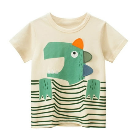 

NEGJ Toddler Kids Baby Boys Girls Cartoon Dinosaur Short Sleeve Crewneck T Shirts Tops Tee Clothes For Children
