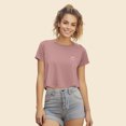 thumbnail image 3 of Dalix Smile Face Embroidered Cotton Relaxed Fit Short Sleeve Crewneck Tee Shirt Womens in Mauve M Medium, 3 of 5