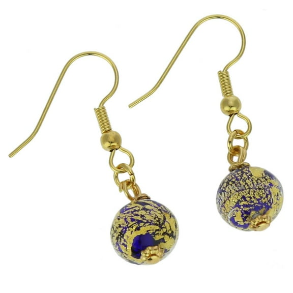 GlassOfVenice Murano Glass Golden Glow Earrings - Navy Blue