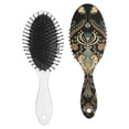thumbnail image 2 of Ethnic Patterned Hair Brush with Tribal Rustic Style, Soft Bristle Paddle Hairbrush, Sketch Style Gift for Teens & Adults, 2 of 8
