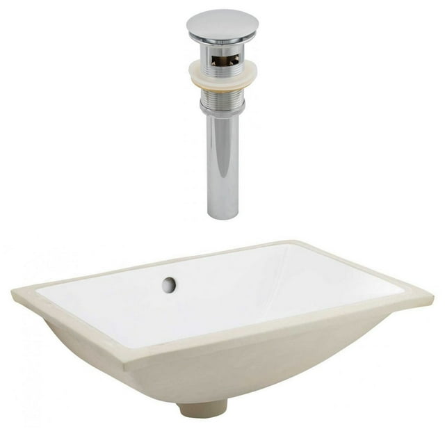 20.75-in. W CSA Rectangle Bathroom Undermount Sink Set In White - Chrome Hardware - Overflow Drain Incl. AI-24900
