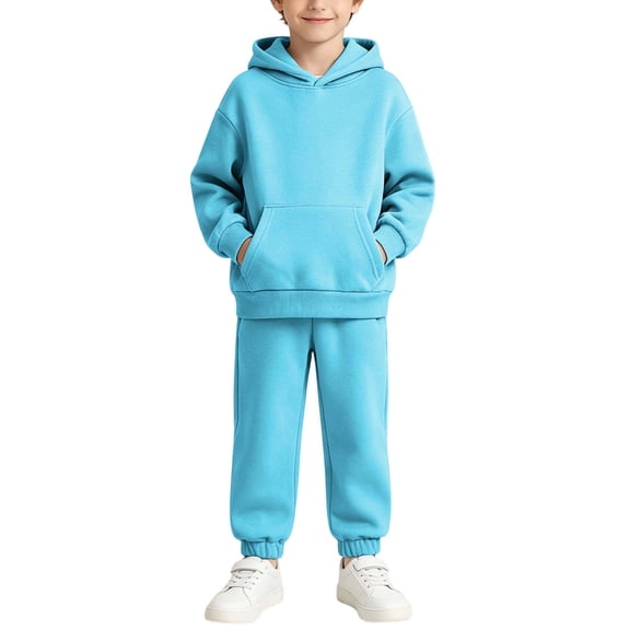 StSilkitty Kids 2 Piece Sweatsuits Cotton Long Sleeve Hooded Sweatshirt and Pants Sets Fall Winter Warm Outfits