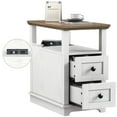 thumbnail image 6 of FAGAGA End Table for Living Room with 2 Drawers, Retro Sofa Side Table with Charging Station, Wooden Nightstand with Storage for Bedroom, Dorm, Office | White, 6 of 11