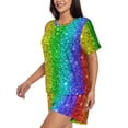 thumbnail image 2 of Bixox Women's Glitter Rainbow Printed Pajama Set 2 Piece Lounge Set Top and Shorts Soft Pajamas, Shorts with Pockets, 2 of 7
