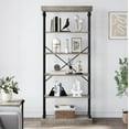thumbnail image 2 of Yeshouse librería industrial de madera de 6 niveles, estantería alta de almacenamiento abierto con estructura metálica, acabado gris rústico, ideal para exhibición en sala, oficina o dormitorio, 2 of 8