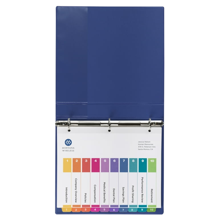 Avery, Ready Index 10 Tab Dividers, 11188, Customizable TOC