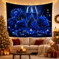 thumbnail image 3 of Blue Roses With Wine Glasses On Dark Background, Romantic Gothic Style for Flower Lovers, Floral Wall Art, Valentine's Day Gift Tapestry Wall Hanging for Bedroom and Dining Room, 3 of 7
