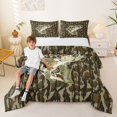 thumbnail image 2 of Feelyou Largemouth Bass Fish Queen Comforter Set for Men, Farmhouse Wooden Camo Bedding Comforter Set, Brown Green, Black Reversible, 3-Piece, 2 of 6