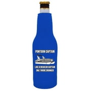 Pontoon Captain, Like a Regular Captain Only More Drunker Beer Bottle Coolie (Royal Blue)