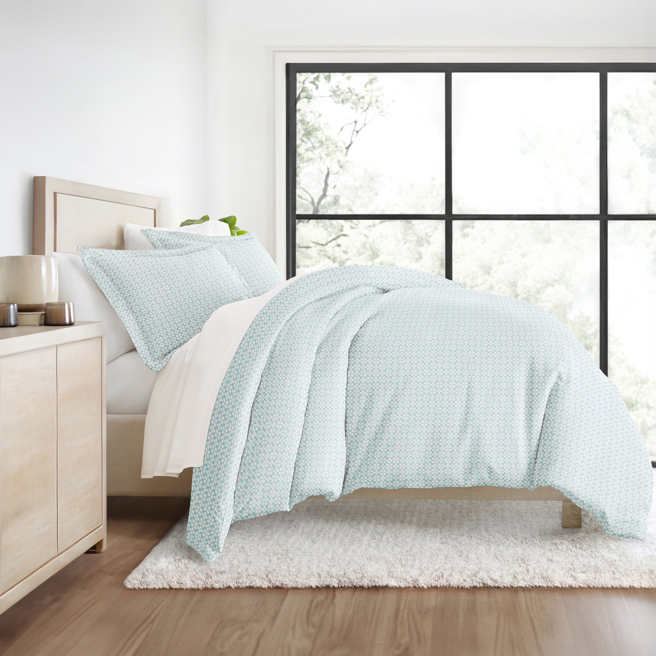 Duvet Cover Set - Ultra Soft & Breathable - Aqua Classic Essentials Starlight for King Size Bedding by Comfort Canopy