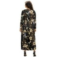 thumbnail image 2 of FKELYI Hummingbird Retro Flower Print Womens Fall Dress with Pockets V Neck Long Sleeve Maxi Dress for Wedding Guest A-Line Flowy Party Dressess, 2XL, 2 of 6