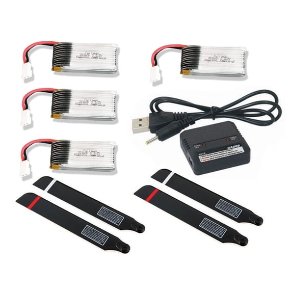 HobbyFlip 350mAh Battery(4) Helicopter Main Blades RC Parts(4) w/Charger COMBO Compatible with Walkera Super CP