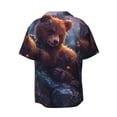 thumbnail image 2 of Fotbe Lazy Stone Bear print Short Sleeve Button Down Shirts for Men Casual Summer Beach Wrinkle Free Shirt-Large, 2 of 7