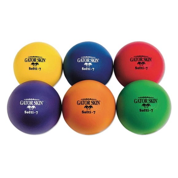 S&S Worldwide Gator Skin Softi-7 Balls. Assorted Color 7" PU Coated Balls with Soft Foam Core, Kid Safe, No-Sting Balls for PE Games, After School Programs, Dodgeball, and Bir