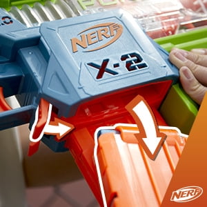 Nerf Elite 2.0 Double Punch Motorized Electronic Blaster, 50 Elite Darts, 2x 10-Dart Clips