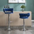 thumbnail image 3 of Hassch 2 Pack Swivel Bar Stools, 30.1" - 38.1" Height Adjustable Upholstered Bar Chair, Velvet Fabric Island Barstool for Small Space, Blue, 3 of 9