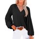thumbnail image 1 of Blusa BTFBM Boho para mujer con cuello en V y manga larga de gasa, 1 of 9