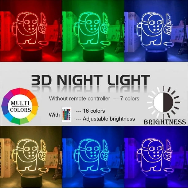 ATTOE Acrylique Lampe de Nuit 3D - Jeu parmi Nous A Mené la
