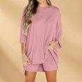 thumbnail image 3 of Camiseta básica para mujer y pantalones cortos cintura elástica de gran tamaño FLhrweasw Nuevo, 3 of 9