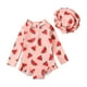 thumbnail image 2 of Traje de baño de una pieza para mujer, conjuntos de bikini para mujer, niñas pequeñas, moda, lindo estampado, manga larga, cremallera, protección solar, traje de baño de playa, surf, conjunto de sombr, 2 of 9