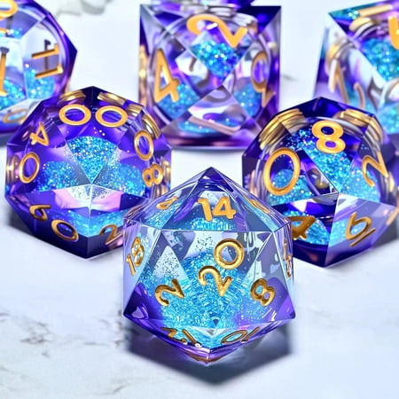 DND Resin Dice 7-Piece Set for Dungeons and Dragons DND 5e RPG Gift, Board Game Tabletop Role Playing Dice Game, Birthday Gift, Christmas, Thanksgiving, Halloween