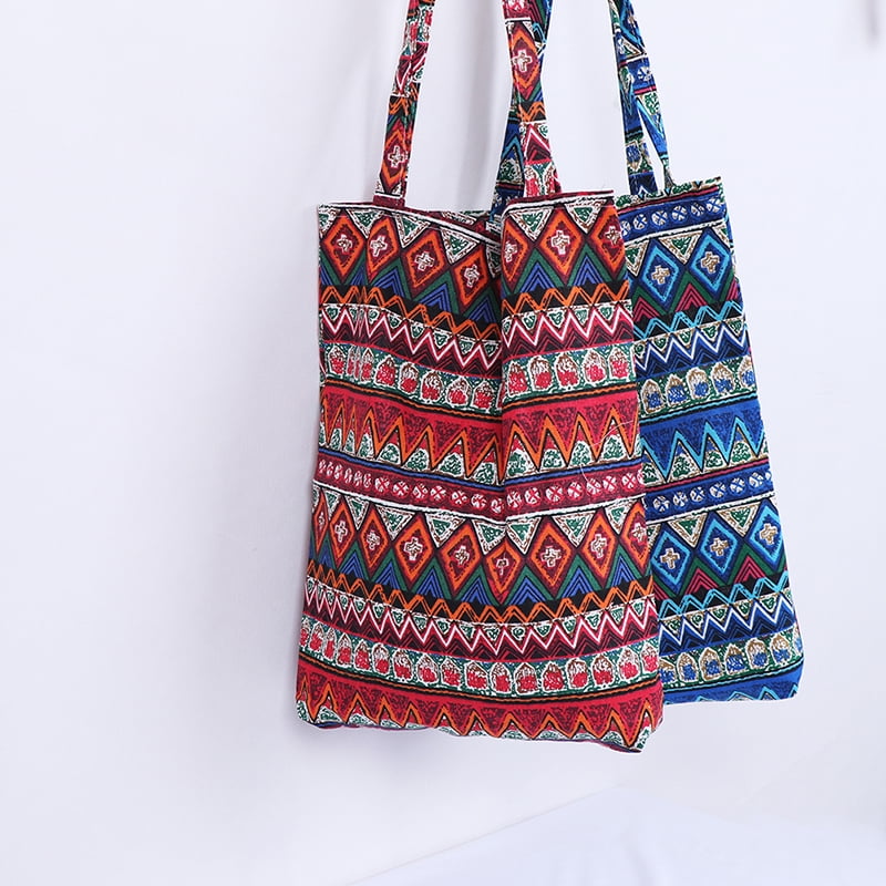 Ethnic style linen bag tote ECO shopping outdoor canvas shoulder b JEMHI