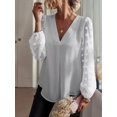 thumbnail image 4 of Women'S Casual Summer Blouses, Long Sleeve Business Blouses, Button Down V-Neck Chiffon Pom Pom Blouses White L, 4 of 7