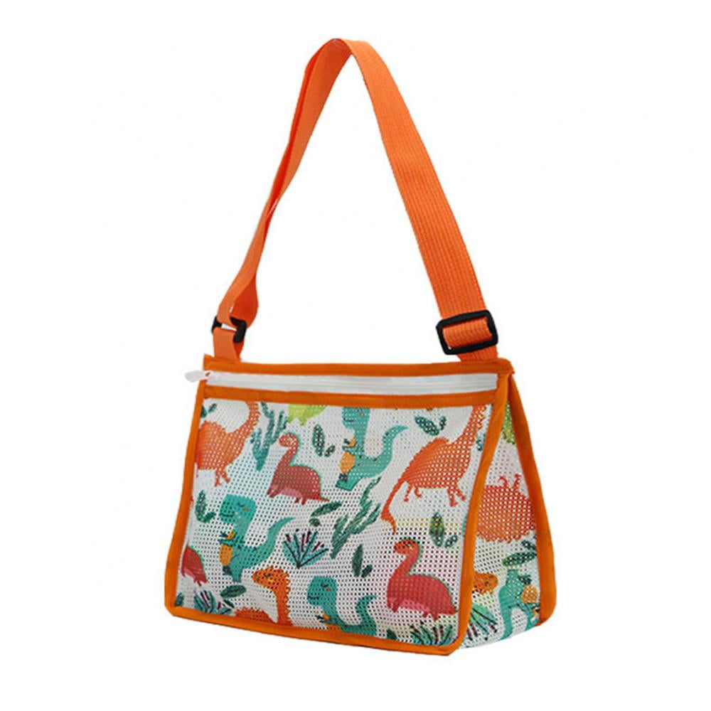 Mesh Beach Bag Small Kids Shell Collecting Bag Totes with Zipper for