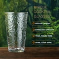thumbnail image 2 of 16 oz Drinking Glasses, Set of 6 Hammered Glass Cups, Clear Heavy Base Stemmed Highball Water Glasses for Beer, Iced Coffee Cups, Cocktail Glasses, Wine, Iced Tea, Dishwasher Safe, 2 of 8