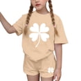 thumbnail image 1 of Vestido de manga corta para niños Día de San Patricio impreso conjunto de dos piezas niñas casual cuello redondo blusa y pantalones cortos, 1 of 6