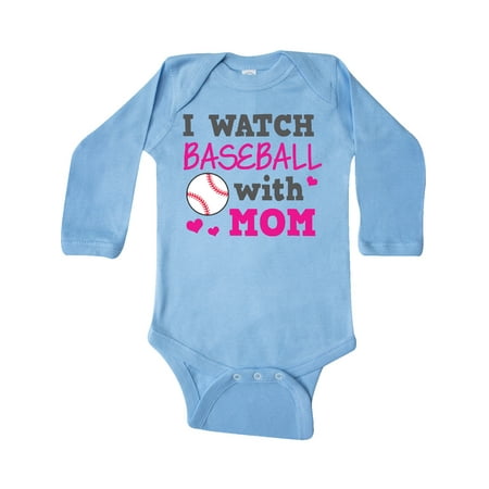 

Inktastic I Watch Baseball with My Mom Gift Baby Boy or Baby Girl Long Sleeve Bodysuit