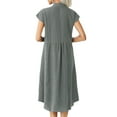 thumbnail image 2 of Innerwin Robes Maxi Col en V Robe Longue Femme Fête Boutonnée Kaftan Été Plage Robe d'Été Gris 2TG, 2 of 3