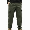 thumbnail image 2 of Xdegoge Mens Cargo Pants Fleeced Lined Warm Trousers Elastic Waist Straight Leg Pant Loose Plus Size Workout Streewear Lightweight Outdoor Climbing Outfits with Multi Pockets, 2 of 5