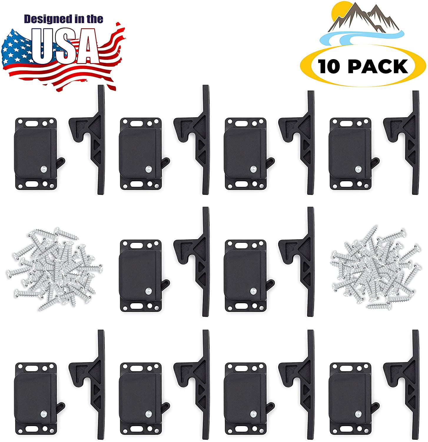 Motor Home Cabinet Door Latch/ 8 Pack RV Drawer Latches 5 lbs Full Force Cabinet Latch Camper OEM Replacement Trailer Holder for Home/RV Cabinet Doors with Mounting Screws Perfect for RV 