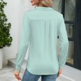 thumbnail image 6 of Womens Shirts Blouse Women's Loose Casual Solid Color V-Neck Long Sleeve Neckline With Pocket Waist Shirt Tops, 6 of 6