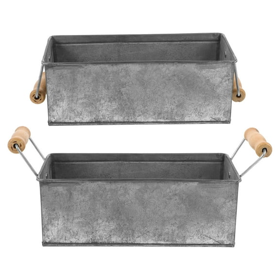 Topbathy 2Pcs French Style Metal Flower Pots Indoor Iron Flower Holder for Garden Decoration