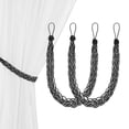 thumbnail image 1 of Uxcell 2 juegos de corbatas de cortina con sujetadores de cortina trenzados con ganchos de metal negro blanco, 1 of 6
