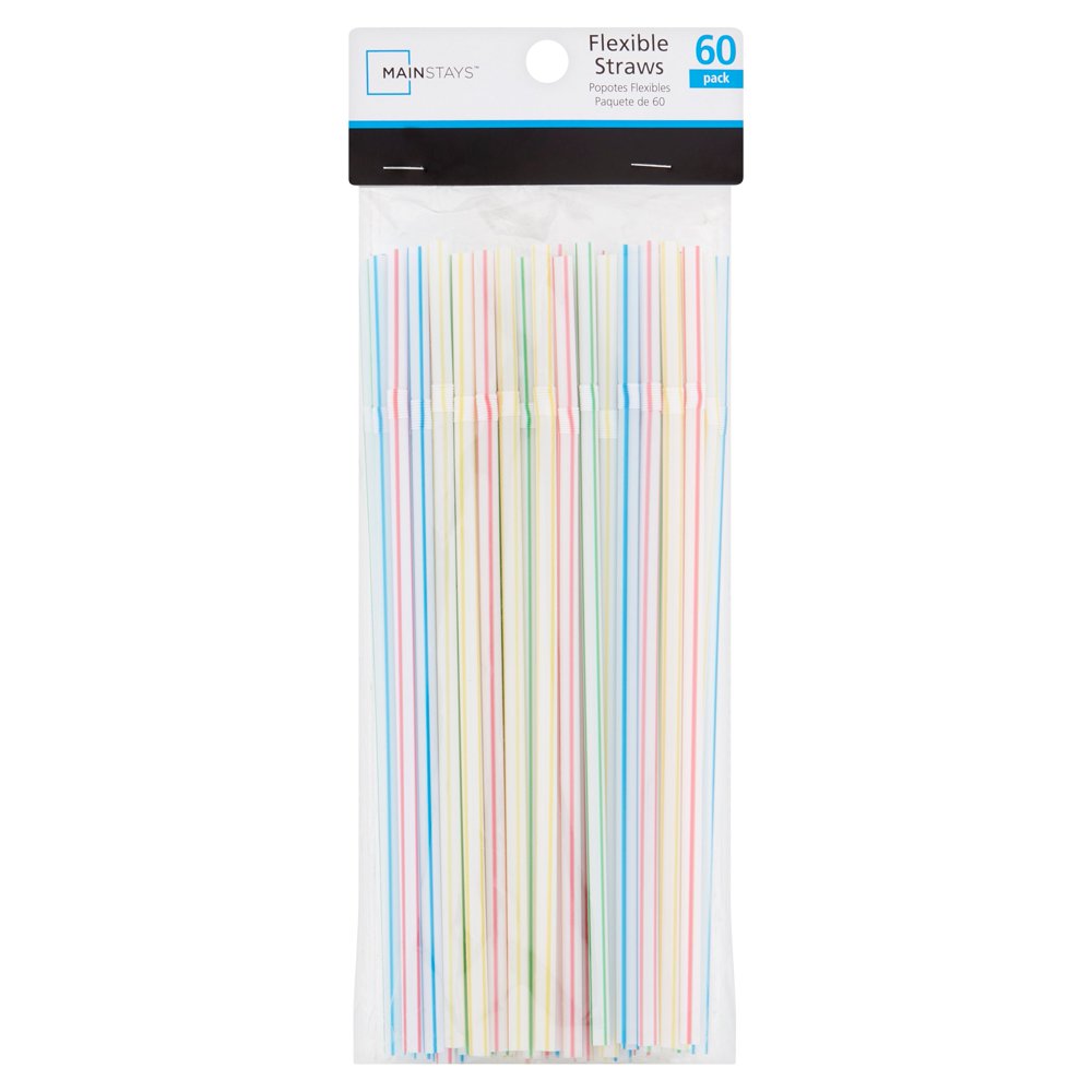 Mainstays Flexible Straws, 60 Count