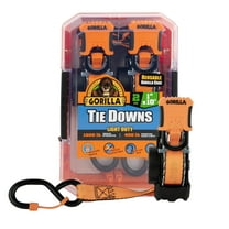 Gorilla 2 Pk 1" X 10' Retractable Ratchet Strap W/ Orange Gorilla Grip Handle W/ Cap Locks (Orange Webbing)