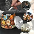 thumbnail image 4 of Yayeee Ashtray with Lid for Cigarette Smokeless Stainless Steel Home Ash Holder, Blooming Flowers, 4 of 7