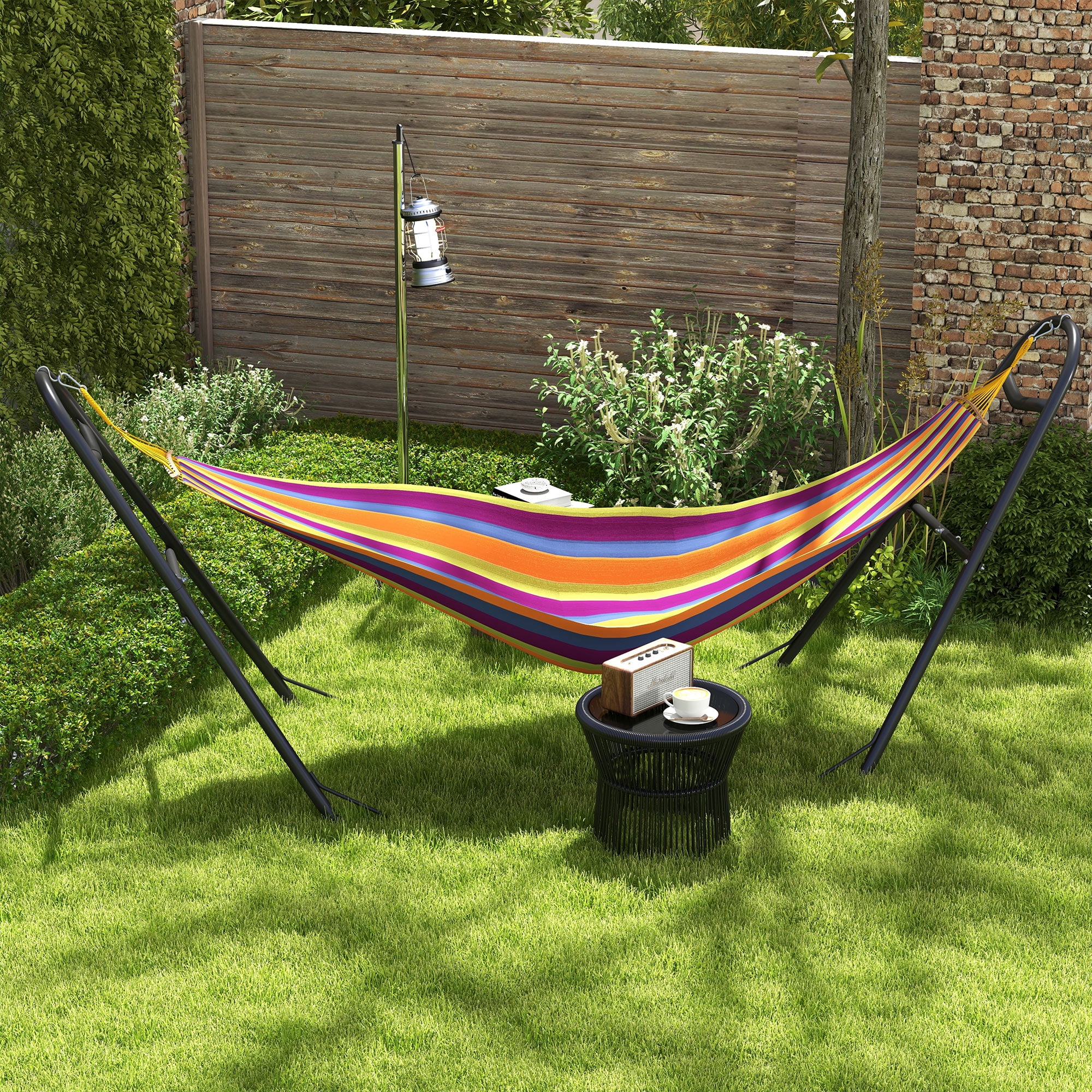Garden Accessories Outsunny Hammock Stand for 2 Person, Portable Adjustable Steel Frame Hammock Stand with Weather Resistant Finish for 9-14’ Hammocks, 10.3', 550 lbs. Capacity, Black,Garden Decorat