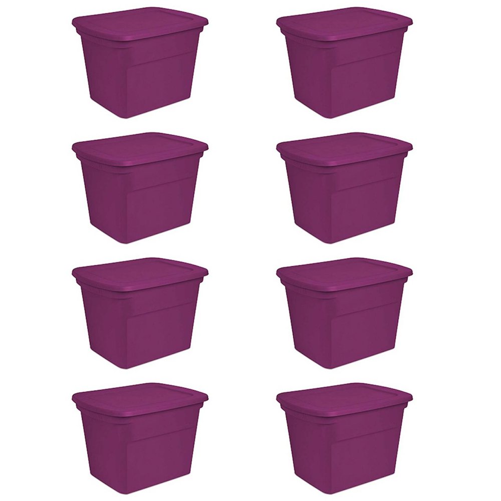 Sterilite 18 Gallon Plastic Storage Container Tote with Lid, Fuchsia (8
