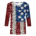 thumbnail image 4 of Sijiajgjfu Women's American Flag Sequin Shirts 3/4 Sleeve Oversize Star Stripes Tunic Top Blouses 2025 Multicolor S, 4 of 5